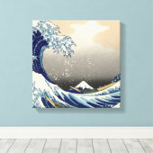 Great Wave off Kanagawa & Mount Fuji Japan Zee Canvas Afdruk (Insitu (Houten vloer))