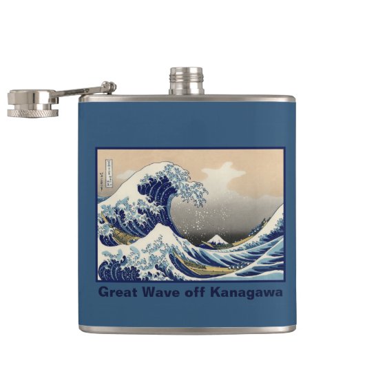 Great Wave off Kanagawa & Mount Fuji Japan Zee Heupfles (Geopend)