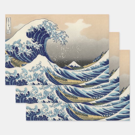 Great Wave off Kanagawa & Mount Fuji Japan Zee Inpakpapier Vel (Set)