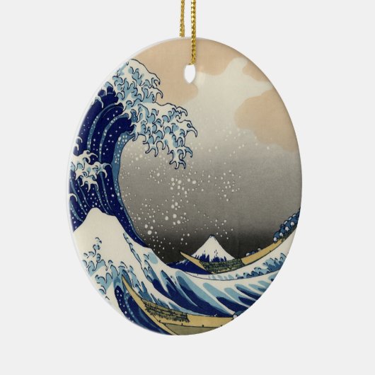 Great Wave off Kanagawa & Mount Fuji Japan Zee Keramisch Ornament (Rechts)