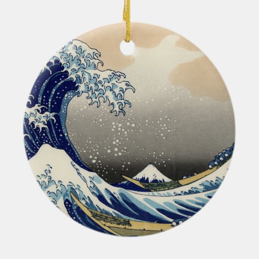 Great Wave off Kanagawa & Mount Fuji Japan Zee Keramisch Ornament (Achterkant)