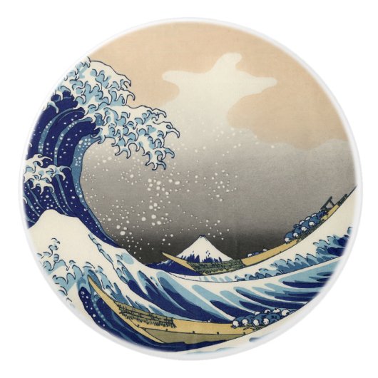 Great Wave off Kanagawa & Mount Fuji Japan Zee Keramische Knop (Voorkant)