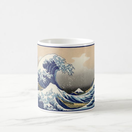 Great Wave off Kanagawa & Mount Fuji Japan Zee Magische Mok (Center)