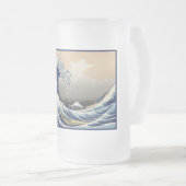 Great Wave off Kanagawa & Mount Fuji Japan Zee Matglas Bierpul (Voorkant rechts)