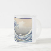 Great Wave off Kanagawa & Mount Fuji Japan Zee Matglas Koffiemok (Voorkant rechts)