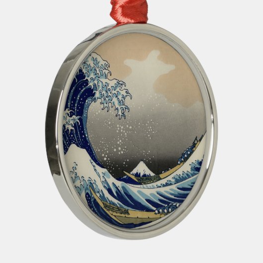 Great Wave off Kanagawa & Mount Fuji Japan Zee Metalen Ornament (Rechts)