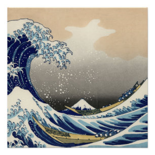 Great Wave off Kanagawa & Mount Fuji Japan Zee Perfect Poster