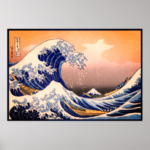 Great Wave off Kanagawa & Mount Fuji Japan Zee Poster