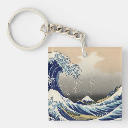 Great Wave off Kanagawa & Mount Fuji Japan Zee Sleutelhanger (Voorkant)