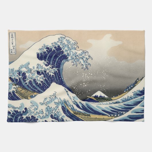 Great Wave off Kanagawa & Mount Fuji Japan Zee Theedoek (Horizontaal)