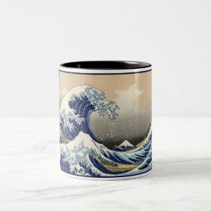 Great Wave off Kanagawa & Mount Fuji Japan Zee Tweekleurige Koffiemok