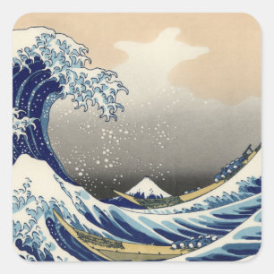 Great Wave off Kanagawa & Mount Fuji Japan Zee Vierkante Sticker