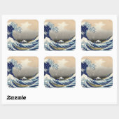 Great Wave off Kanagawa & Mount Fuji Japan Zee Vierkante Sticker (Vel)