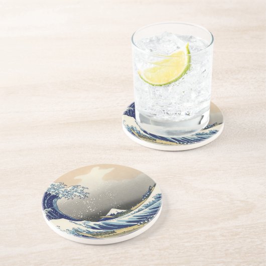 Great Wave off Kanagawa & Mount Fuji Japan Zee Zandsteen Onderzetter (Zijkant)