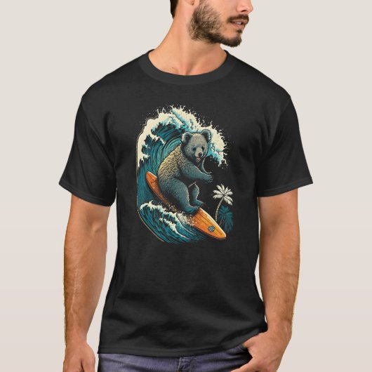 Great Wave Off Kanagawa Surfing Koala Premium T-shirt (Voorkant)