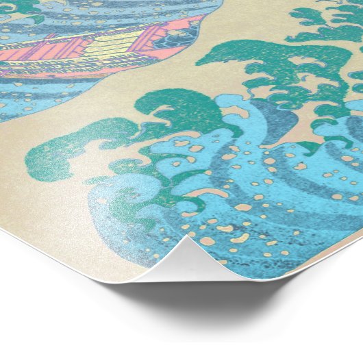 Great Wave Pastel Kleuren Premium Poster (Hoek)