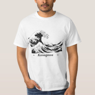 "Great Wave" T-Shirt, zwart en wit, L T-shirt