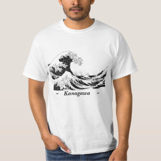 "Great Wave" T-Shirt, zwart en wit, L T-shirt