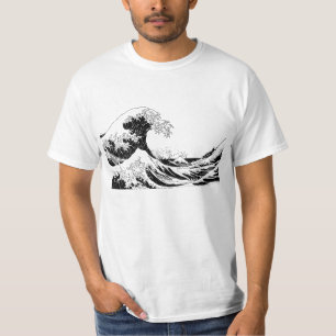 "Great Wave" T-Shirt, zwart en wit, L T-shirt