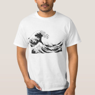 "Great Wave" T-Shirt, zwart en wit, L T-shirt