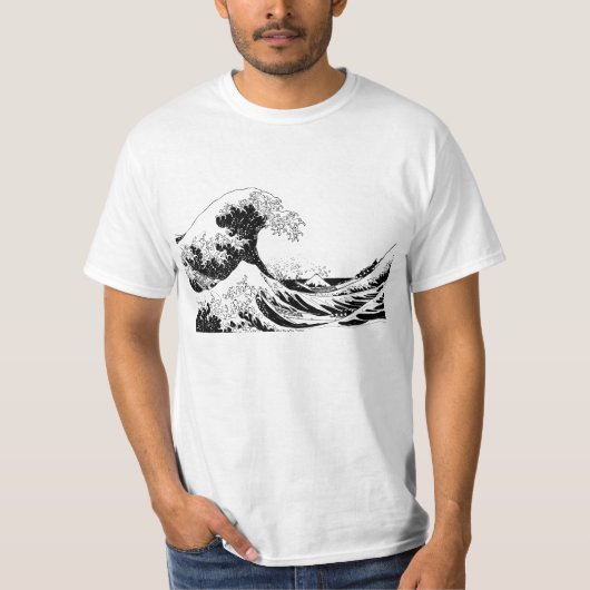 "Great Wave" T-Shirt, zwart en wit, L T-shirt (Voorkant)