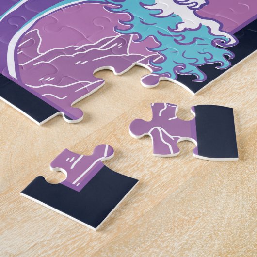 Great Wave Vaporwave Kanagawa Legpuzzel (Zijkant)