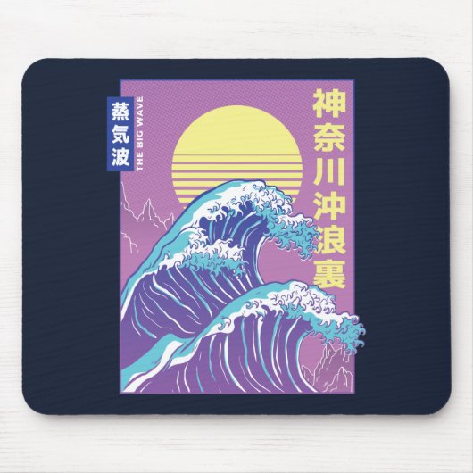 Great Wave Vaporwave Kanagawa Muismat (Voorkant)