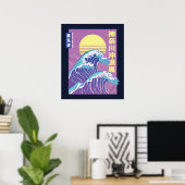 Great Wave Vaporwave Kanagawa Poster (Thuiskantoor)