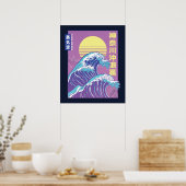 Great Wave Vaporwave Kanagawa Poster (Keuken)