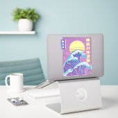Great Wave Vaporwave Kanagawa Sticker (Laptop op bureau)