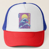 Great Wave Vaporwave Kanagawa Trucker Pet (Voorkant)