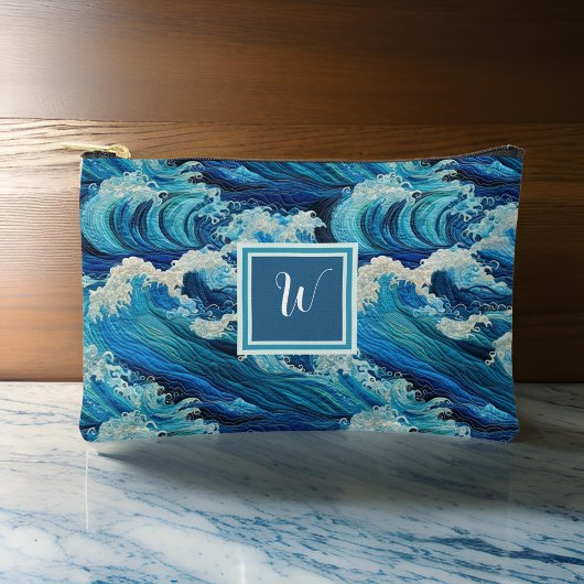 Great Waves en Seafoam Beach Geïnspireerd Monogram Etui