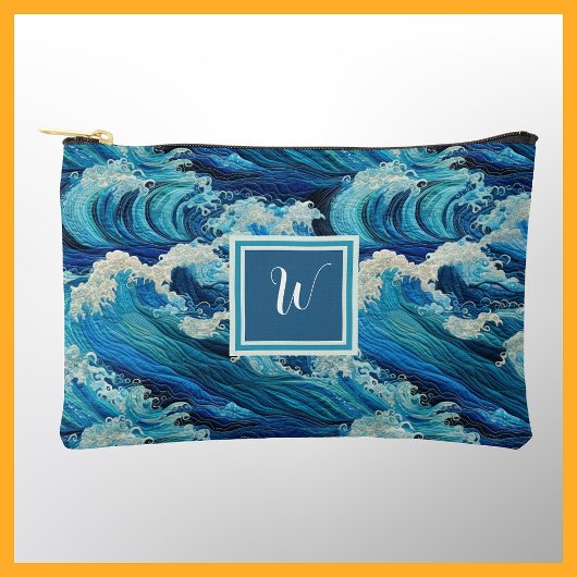 Great Waves en Seafoam Beach Geïnspireerd Monogram Etui