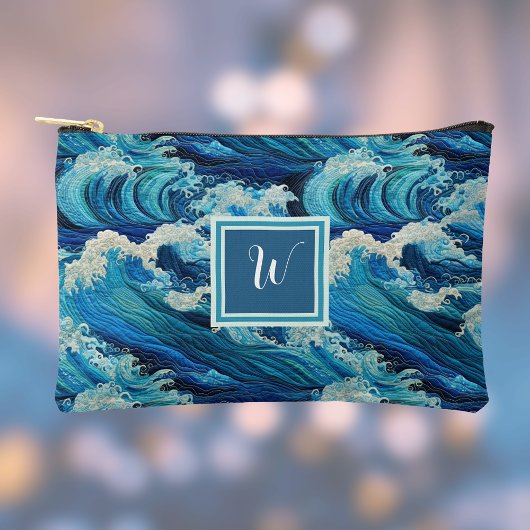 Great Waves en Seafoam Beach Geïnspireerd Monogram Etui