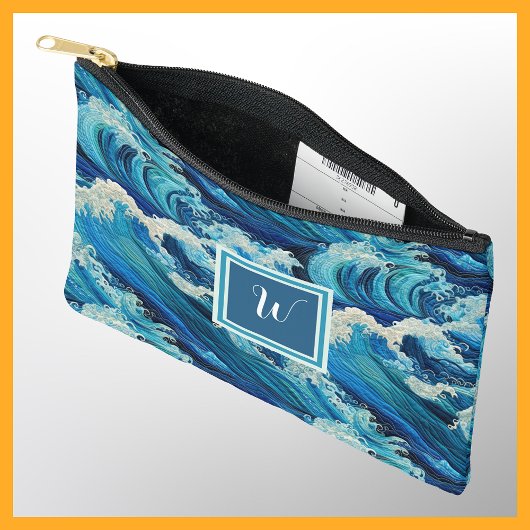 Great Waves en Seafoam Beach Geïnspireerd Monogram Etui