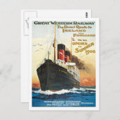 Great Western Railway Ireland Ship Briefkaart (Voorkant / Achterkant)