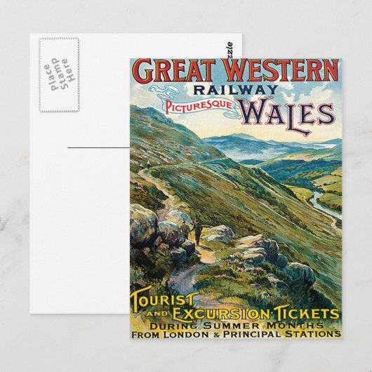 Great Western Railway Picturesque Wales UK Poster Briefkaart (Voorkant / Achterkant)