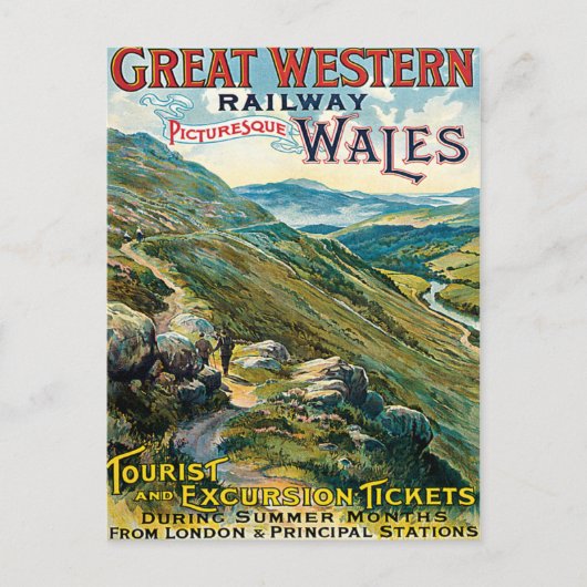 Great Western Railway Picturesque Wales UK Poster Briefkaart (Voorkant)