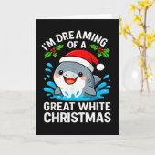 Great White Christmas Shark Funny Santa Holiday Pu Kaart (Gele Bloem)