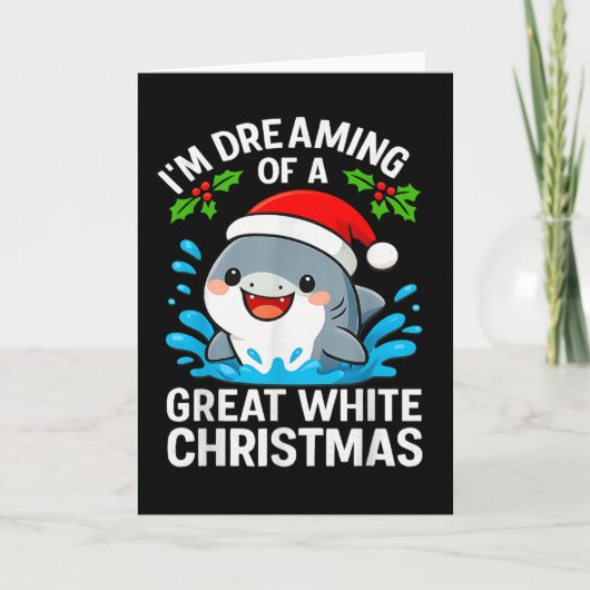 Great White Christmas Shark Funny Santa Holiday Pu Kaart (Voorkant)