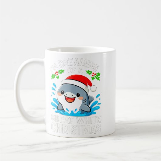 Great White Christmas Shark Funny Santa Holiday Pu Koffiemok (Links)