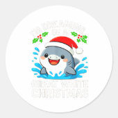 Great White Christmas Shark Funny Santa Holiday Pu Ronde Sticker (Voorkant)