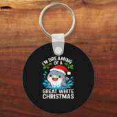 Great White Christmas Shark Funny Santa Holiday Pu Sleutelhanger (Voorkant)
