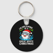 Great White Christmas Shark Funny Santa Holiday Pu Sleutelhanger (Voorkant)