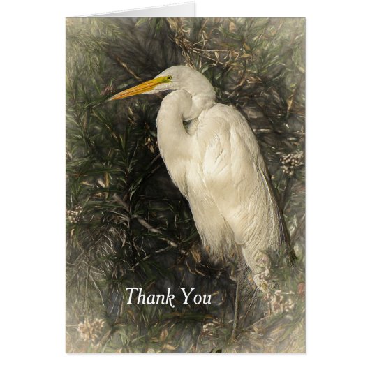 Great White Egret Water Bird Digital Art Painting (Voorkant)
