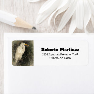 Great White Egret Water Bird Digital Art Painting Etiket