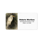 Great White Egret Water Bird Digital Art Painting Etiket (Voorkant)