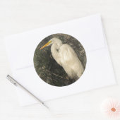 Great White Egret Water Bird Digital Art Painting Ronde Sticker (Envelop)