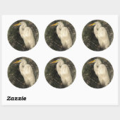 Great White Egret Water Bird Digital Art Painting Ronde Sticker (Vel)
