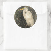 Great White Egret Water Bird Digital Art Painting Ronde Sticker (Tas)
